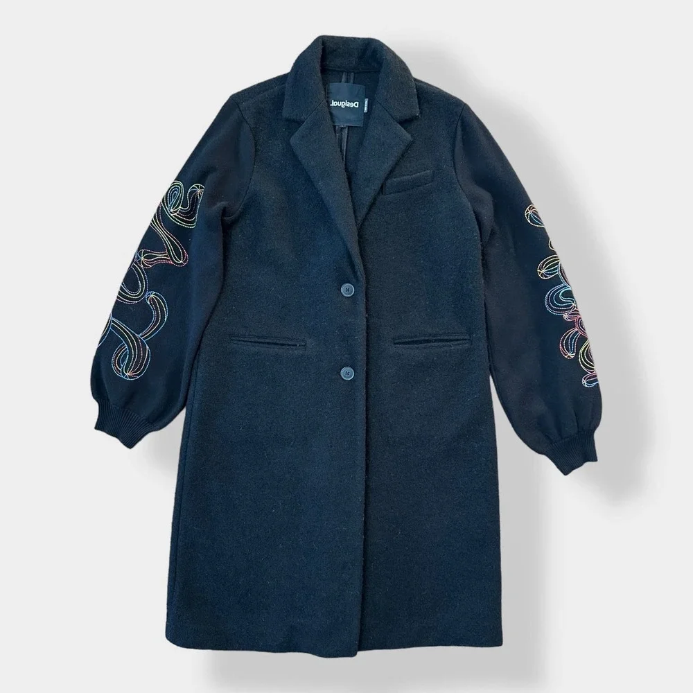 Desigual‎ Long embroidered Love Maker Coat Size L